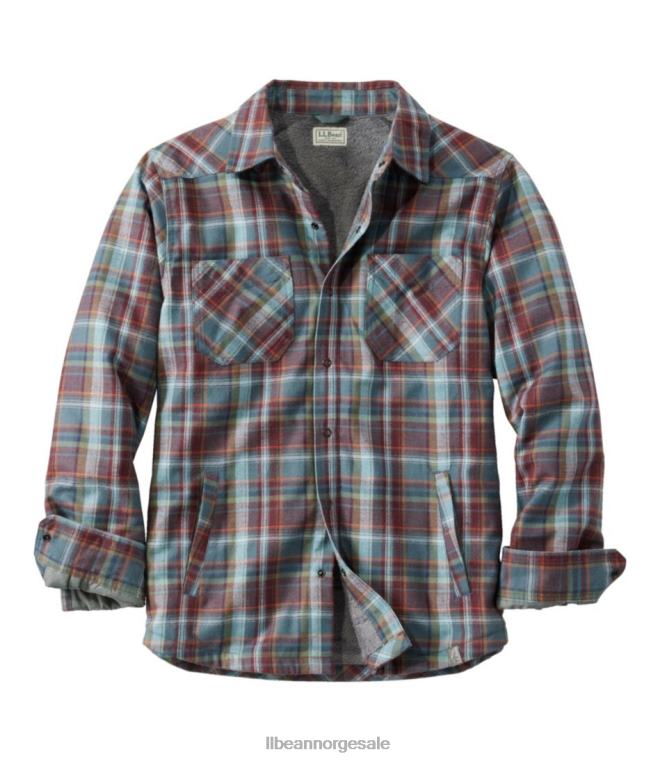 menn katahdin ytelse flanell skjorte-jakke 24VDH753 L.L.Bean klær dyp vin/rangeleyblå