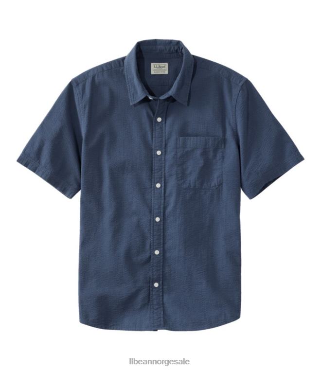 menn økologisk seersucker-skjorte 24VDH254 L.L.Bean klær vintage indigo