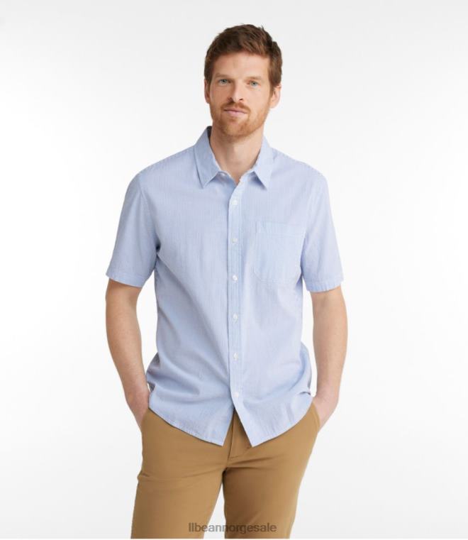 menn økologisk seersucker-skjorte 24VDH254 L.L.Bean klær vintage indigo