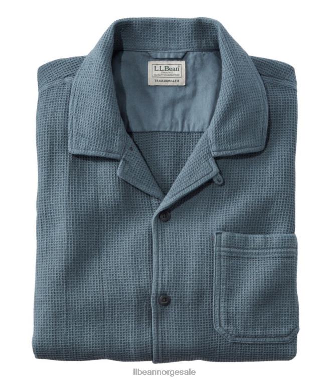menn robust vaffelskjorte 24VDH337 L.L.Bean klær rangeley blå