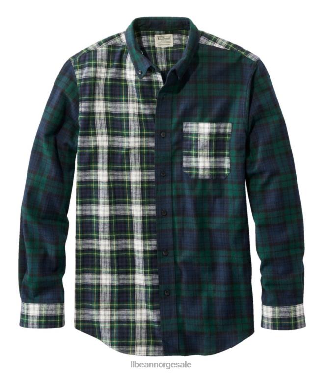 menn skotsk rutete flanellskjorte 24VDH3281 L.L.Bean klær svart klokke lappeteppe