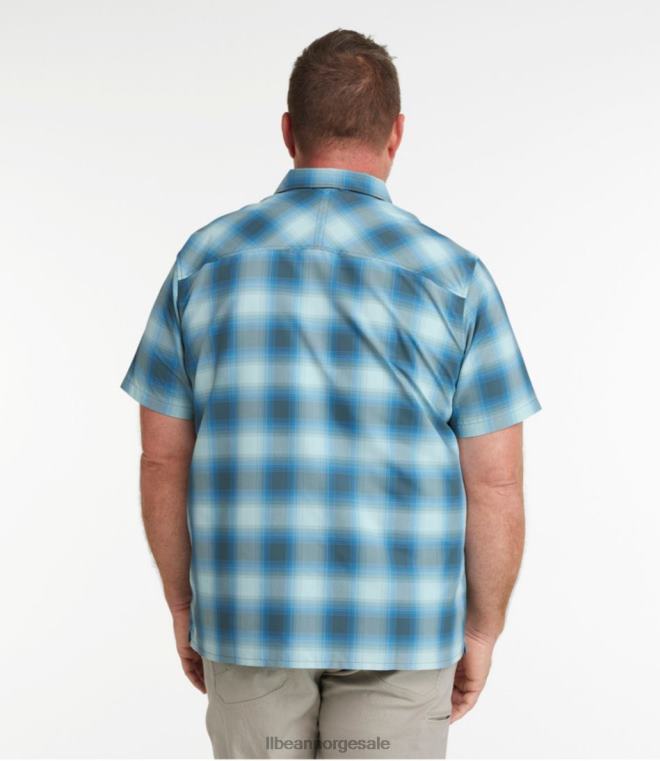 menn solsmart kul, vevd skjorte kortermet 24VDH5988 L.L.Bean klær krem multi stripe