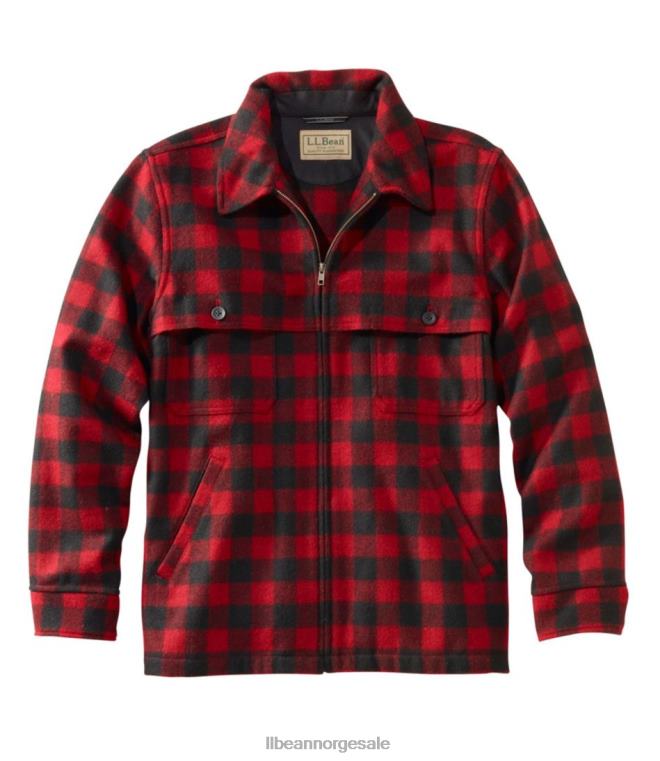 menn maine guide jac-skjorte med glidelås foran 24VDH6082 L.L.Bean yttertøy rød svart