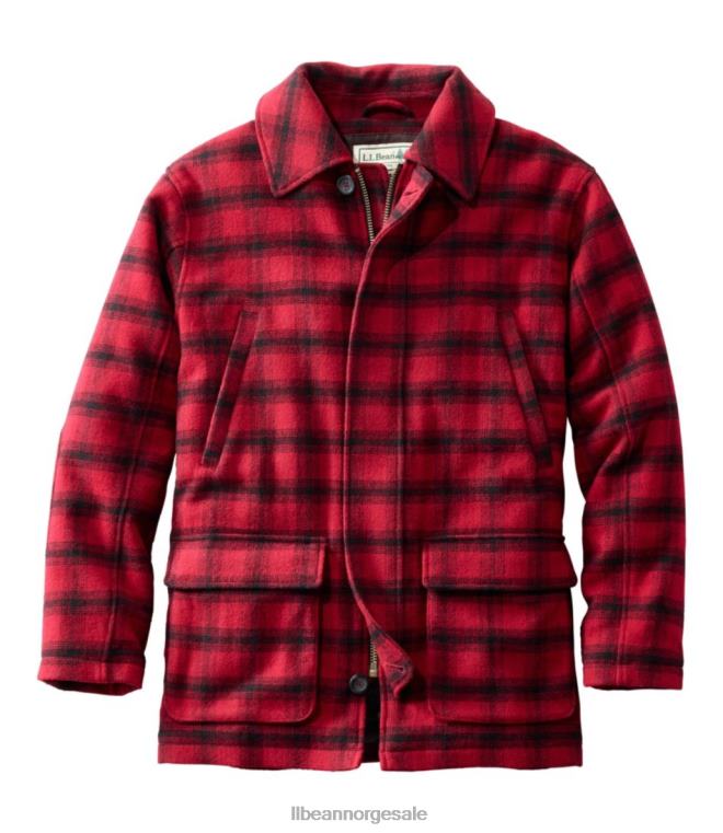 menn maine guide ullparkas 24VDH894 L.L.Bean yttertøy rød/svart pledd