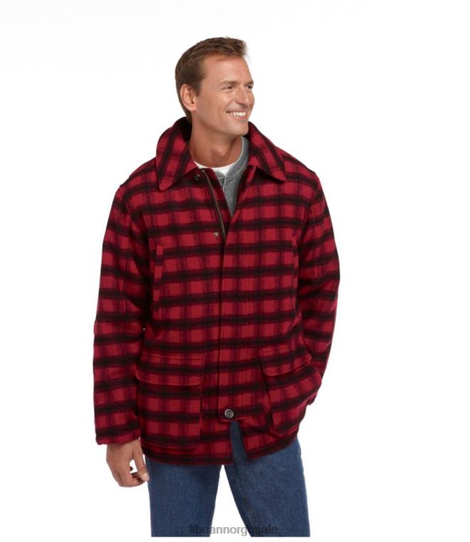 menn maine guide ullparkas 24VDH894 L.L.Bean yttertøy rød/svart pledd