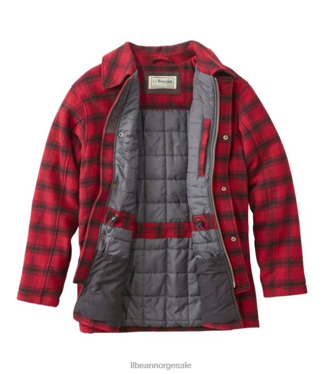 menn maine guide ullparkas 24VDH894 L.L.Bean yttertøy rød/svart pledd