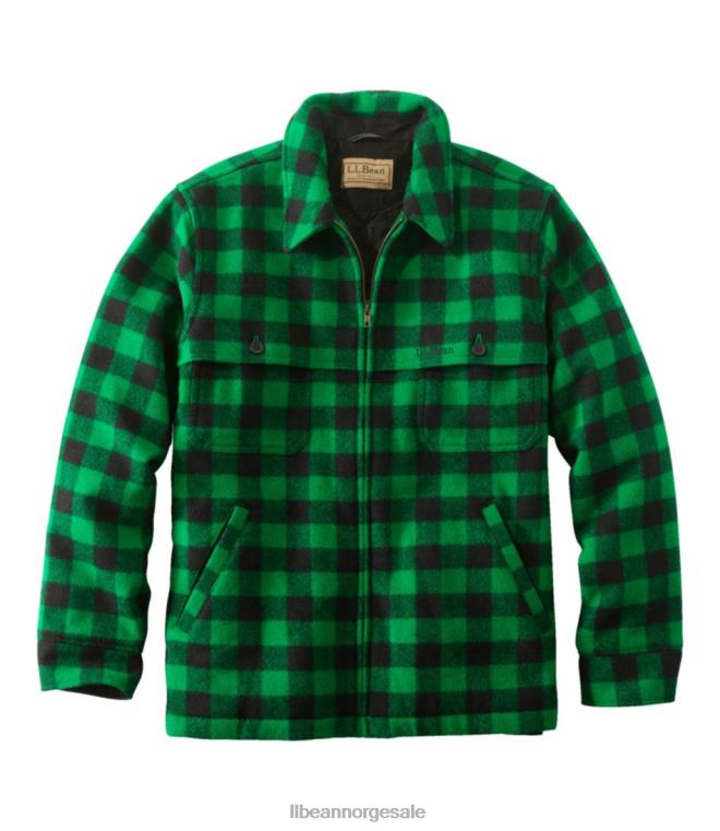 menn maine guide zip-front jac-skjorte med primaloft 24VDH3650 L.L.Bean yttertøy grønn/svart