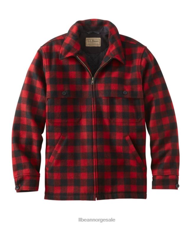 menn maine guide zip-front jac-skjorte med primaloft 24VDH5114 L.L.Bean yttertøy rød svart
