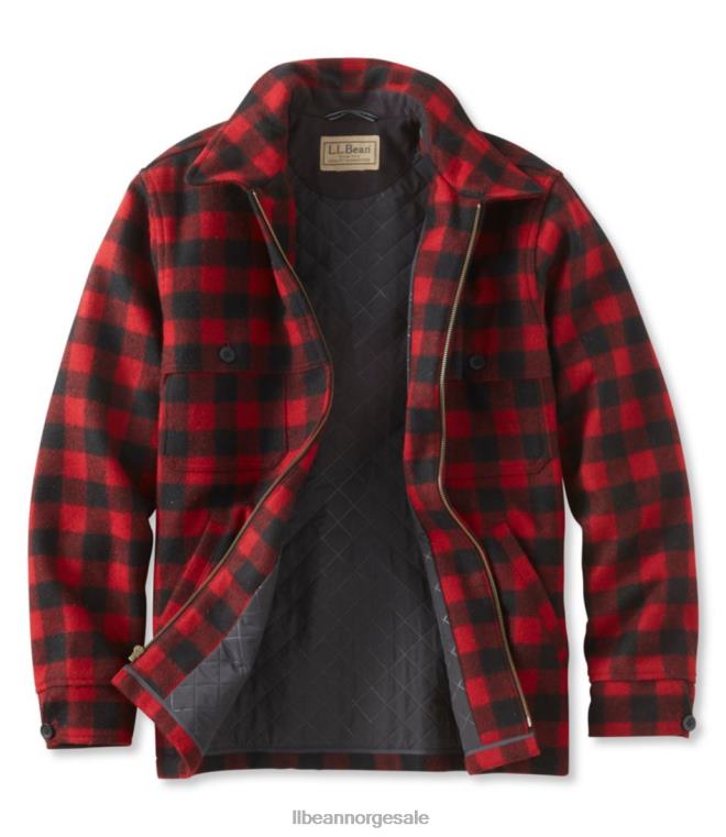 menn maine guide zip-front jac-skjorte med primaloft 24VDH5114 L.L.Bean yttertøy rød svart