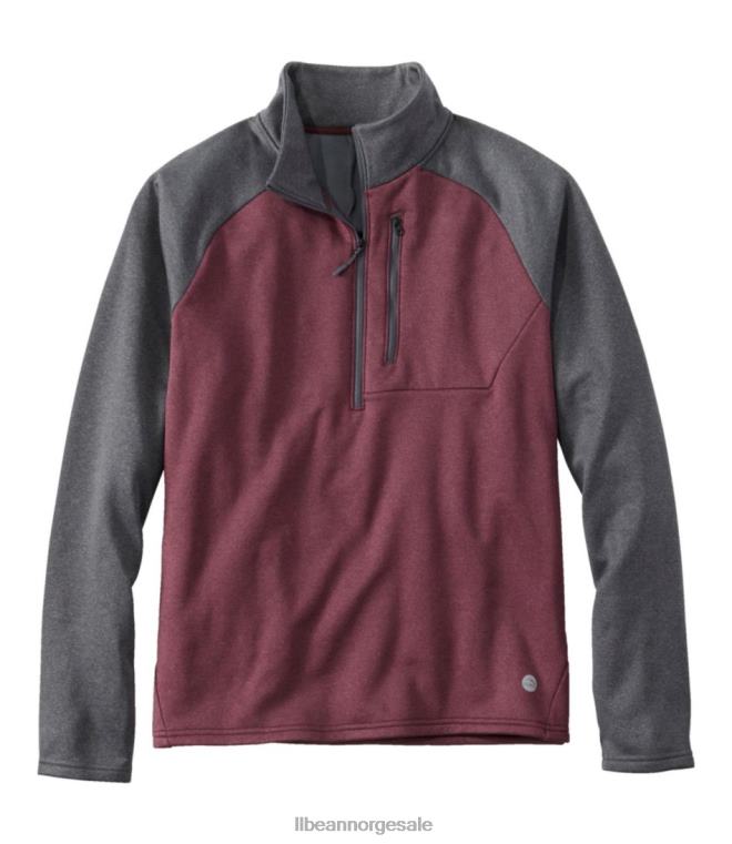 menn fjellfleece halvglidelås 24VDH556 L.L.Bean yttertøy legert grå/burgunder