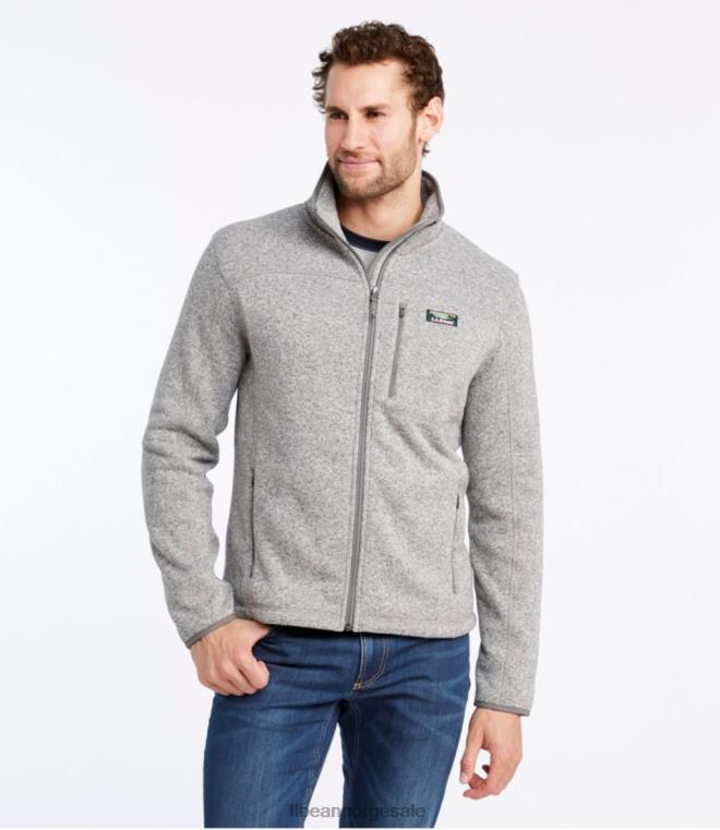 menn genser fleecejakke med full glidelås 24VDH397 L.L.Bean yttertøy grå lyng