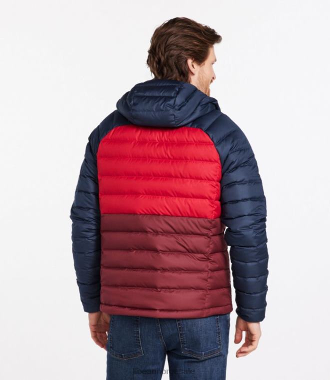 menn dunjakke med hette 24VDH913 L.L.Bean yttertøy burgunder/nautisk marine