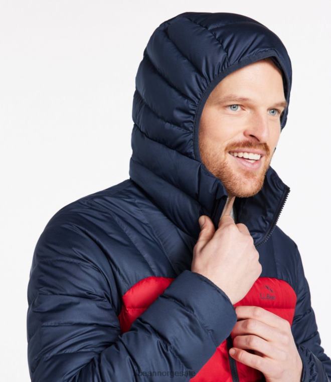 menn dunjakke med hette 24VDH913 L.L.Bean yttertøy burgunder/nautisk marine