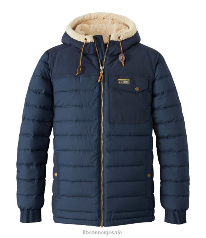 menn fjell klassisk dunjakke med hette 24VDH756 L.L.Bean yttertøy nautisk marine