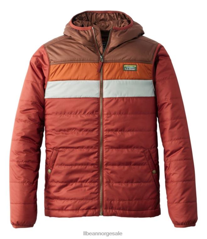 menn fjell klassisk puffer hettejakke 24VDH3404 L.L.Bean yttertøy mørk russet/mørk bygg