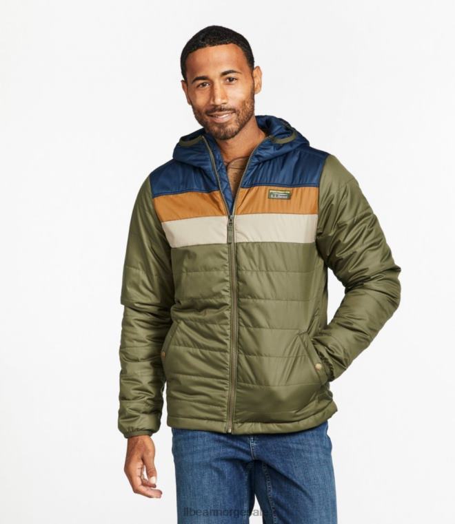 menn fjell klassisk puffer hettejakke 24VDH3404 L.L.Bean yttertøy mørk russet/mørk bygg
