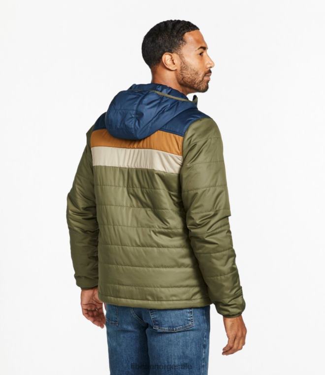 menn fjell klassisk puffer hettejakke 24VDH3404 L.L.Bean yttertøy mørk russet/mørk bygg