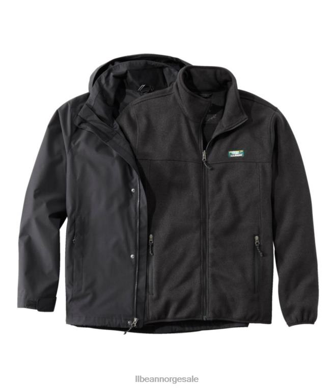 menn genser fleece 3-i-1 jakke 24VDH3698 L.L.Bean yttertøy svart