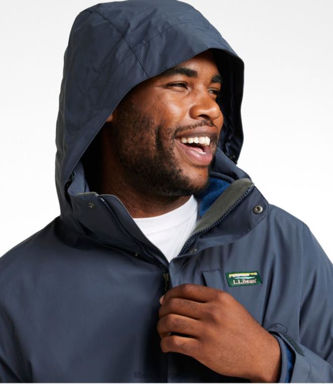 menn genser fleece 3-i-1 jakke 24VDH6078 L.L.Bean yttertøy skoggrå/karbon marine