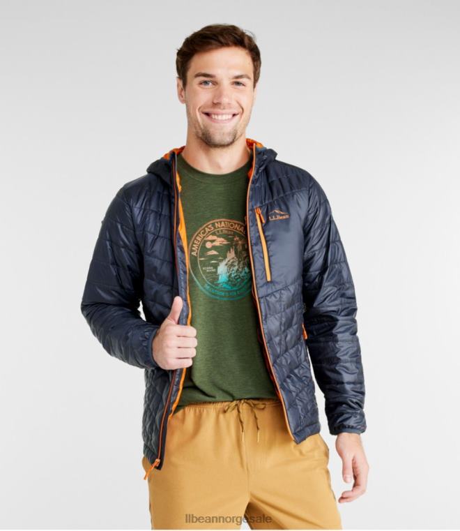 menn primaloft packaway hettejakke 24VDH7016 L.L.Bean yttertøy mørk marinblå/sort