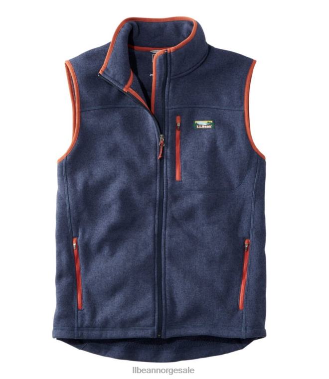 menn genser fleecevest 24VDH5877 L.L.Bean yttertøy lys marine/rød oker