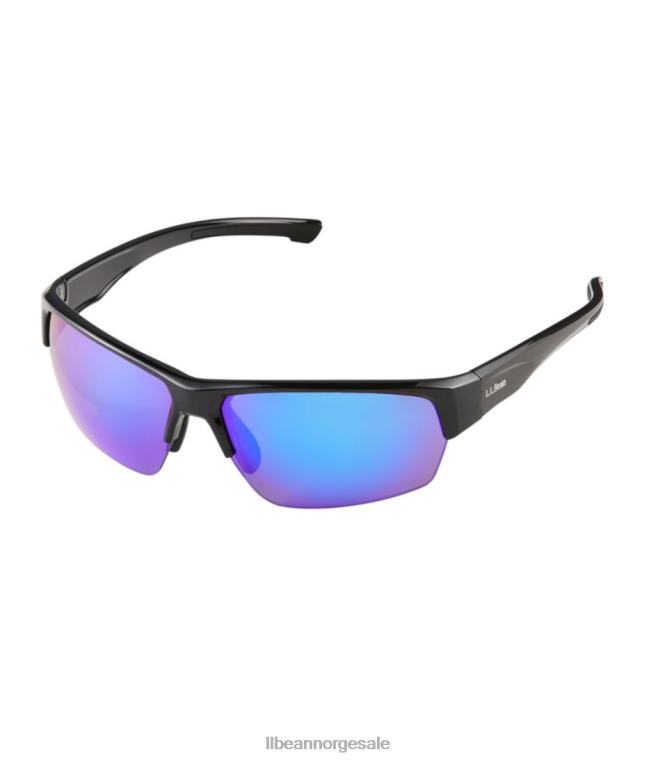 unisex ridge runner med hydroglare polariserte solbriller 24VDH585 L.L.Bean utendørs tilbehør skinnende sort/brun med blått speil
