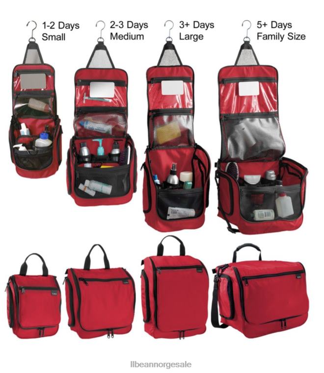 unisex personlig arrangør toalettmappe 24VDH5407 L.L.Bean tilbehør rød bøffelpledd