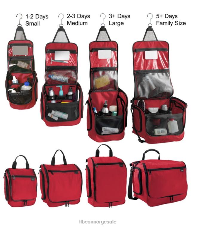 unisex personlig arrangør toalettmappe familie størrelse 24VDH6230 L.L.Bean tilbehør rød