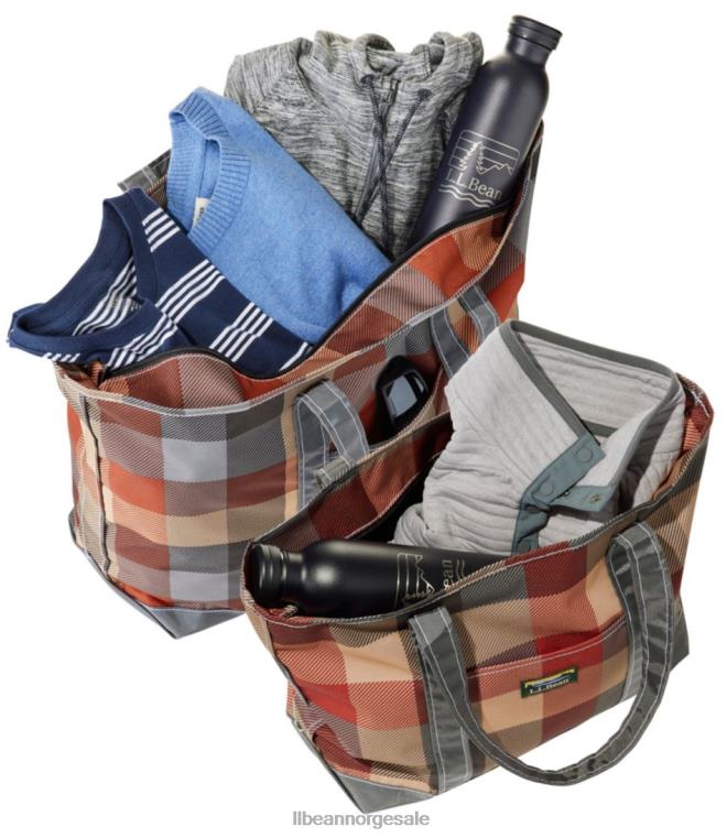 unisex hverdags lett tote rutete 24VDH5414 L.L.Bean tilbehør eple kanel katahdin logo
